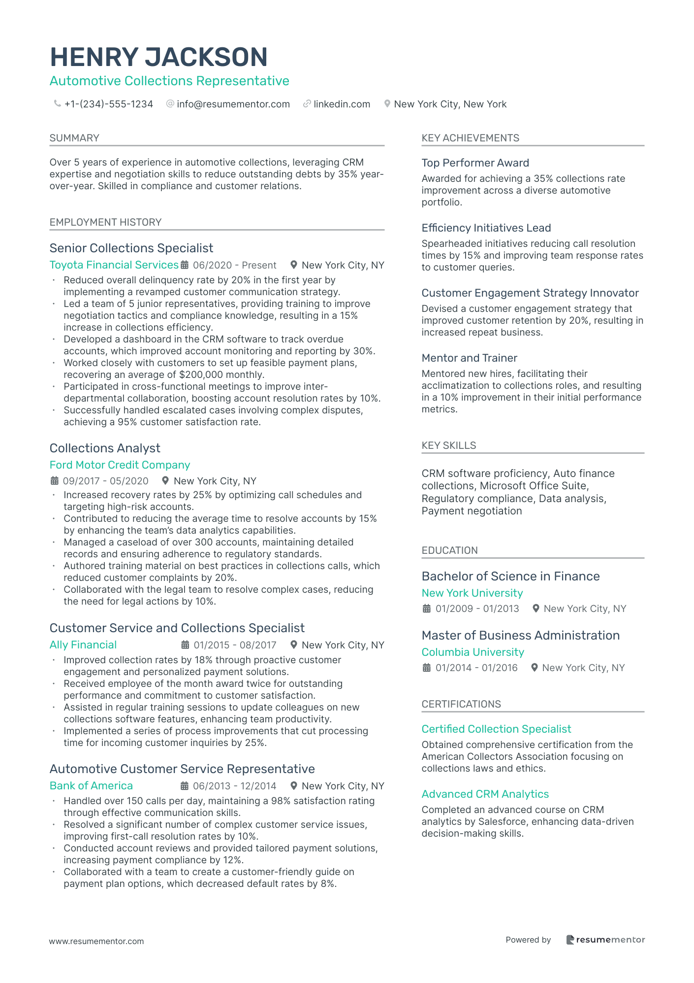 Automotive Collections Representative