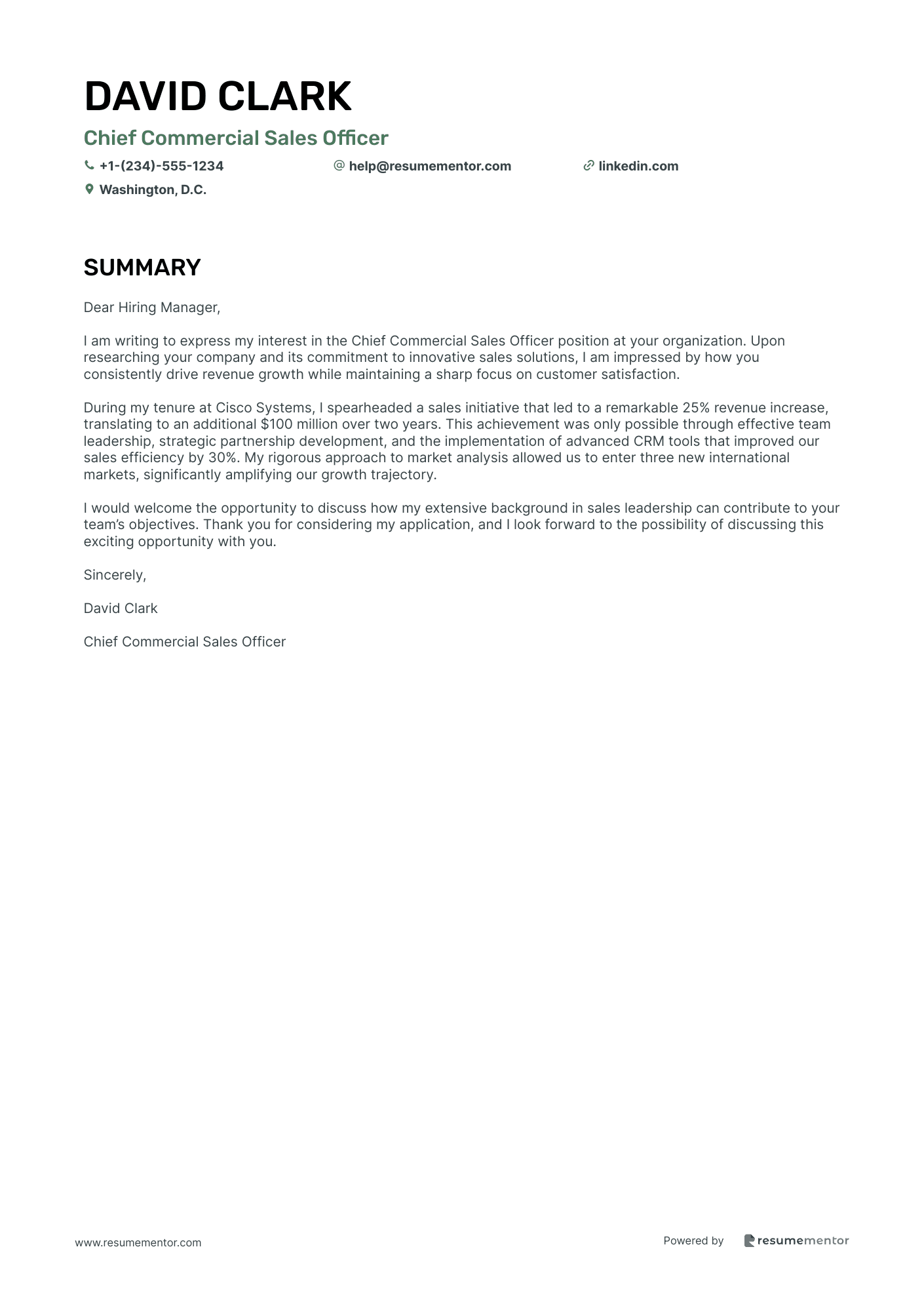 Chief Commercial Sales Officer