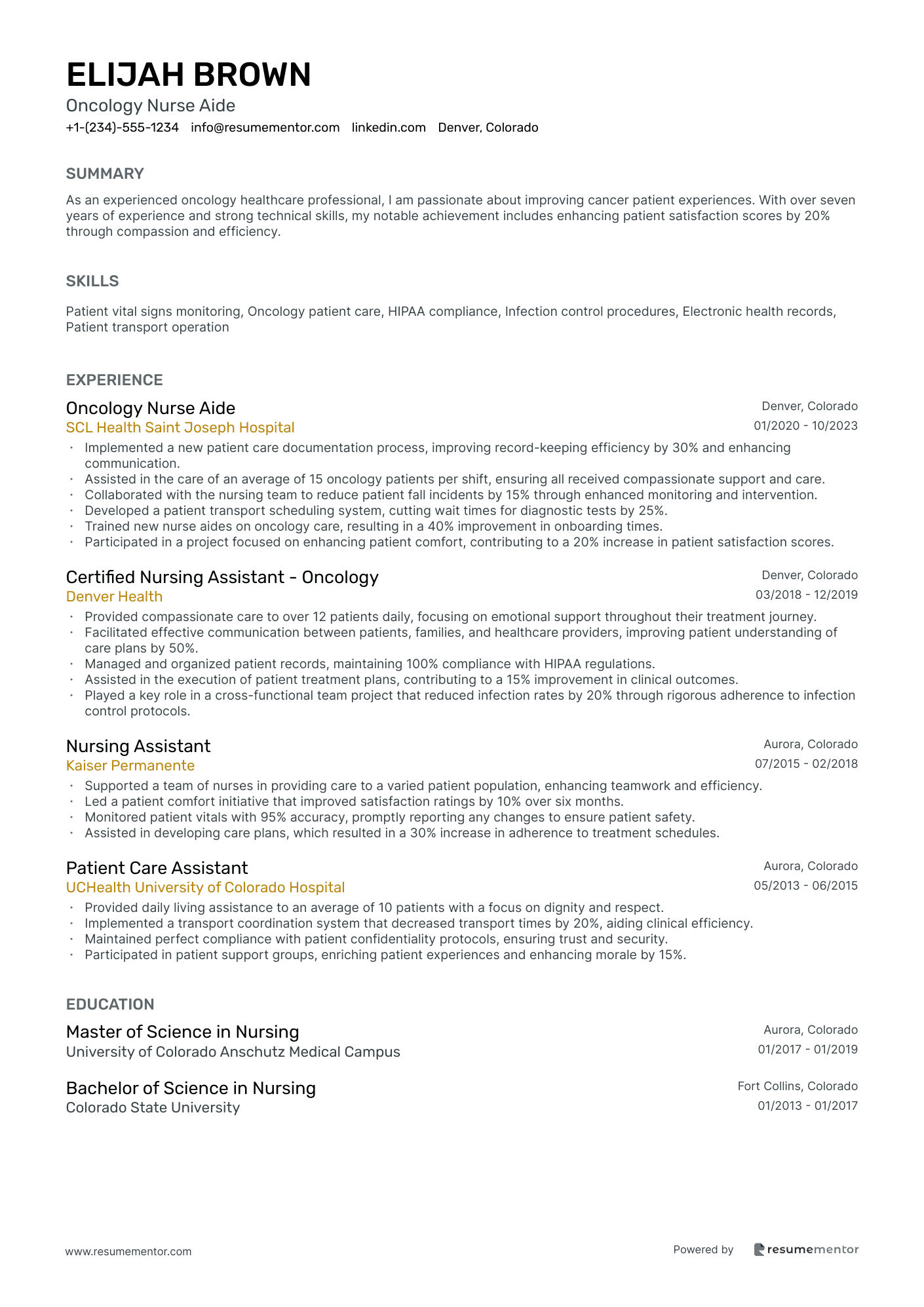 Oncology Nurse Aide