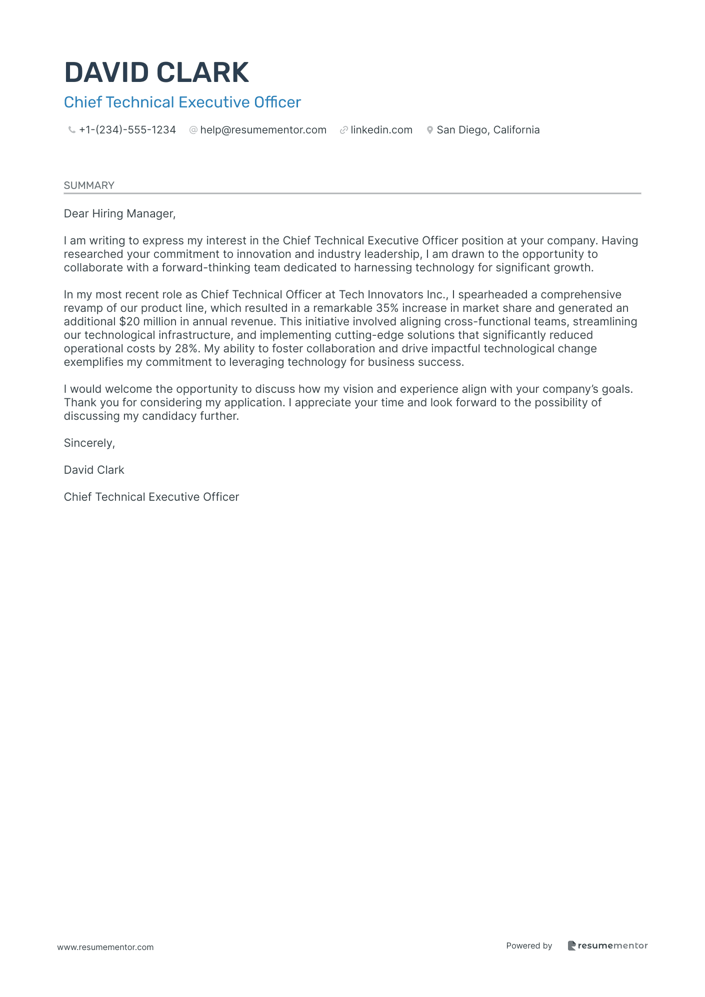 Chief Technical Executive Officer