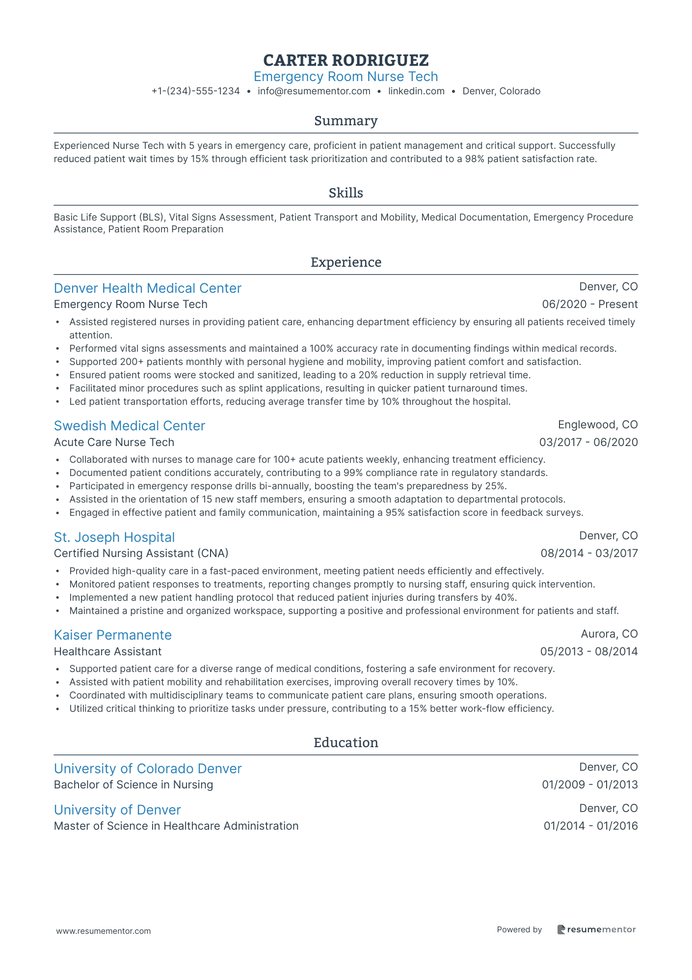 Emergency Room Nurse Tech