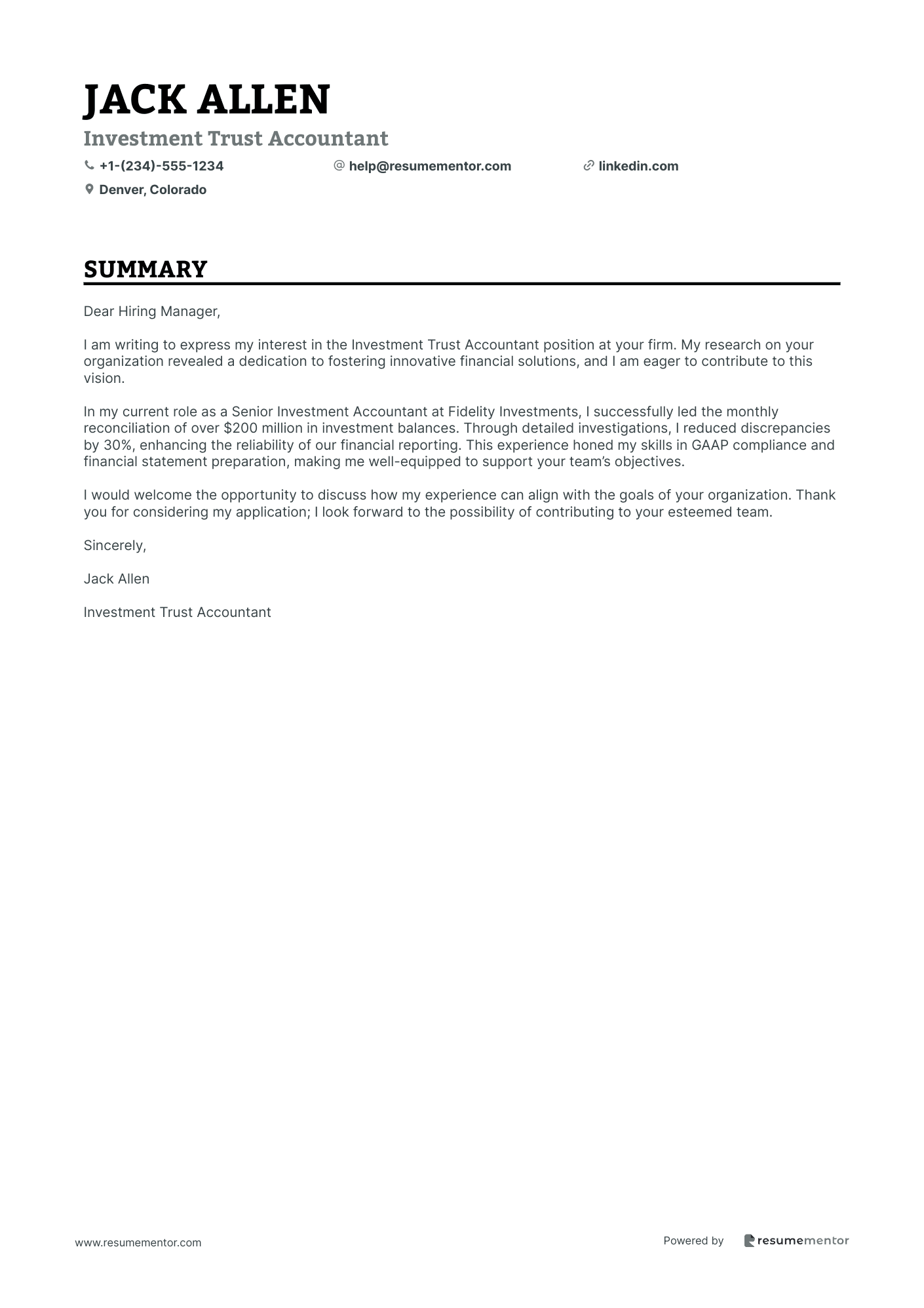 Investment Trust Accountant