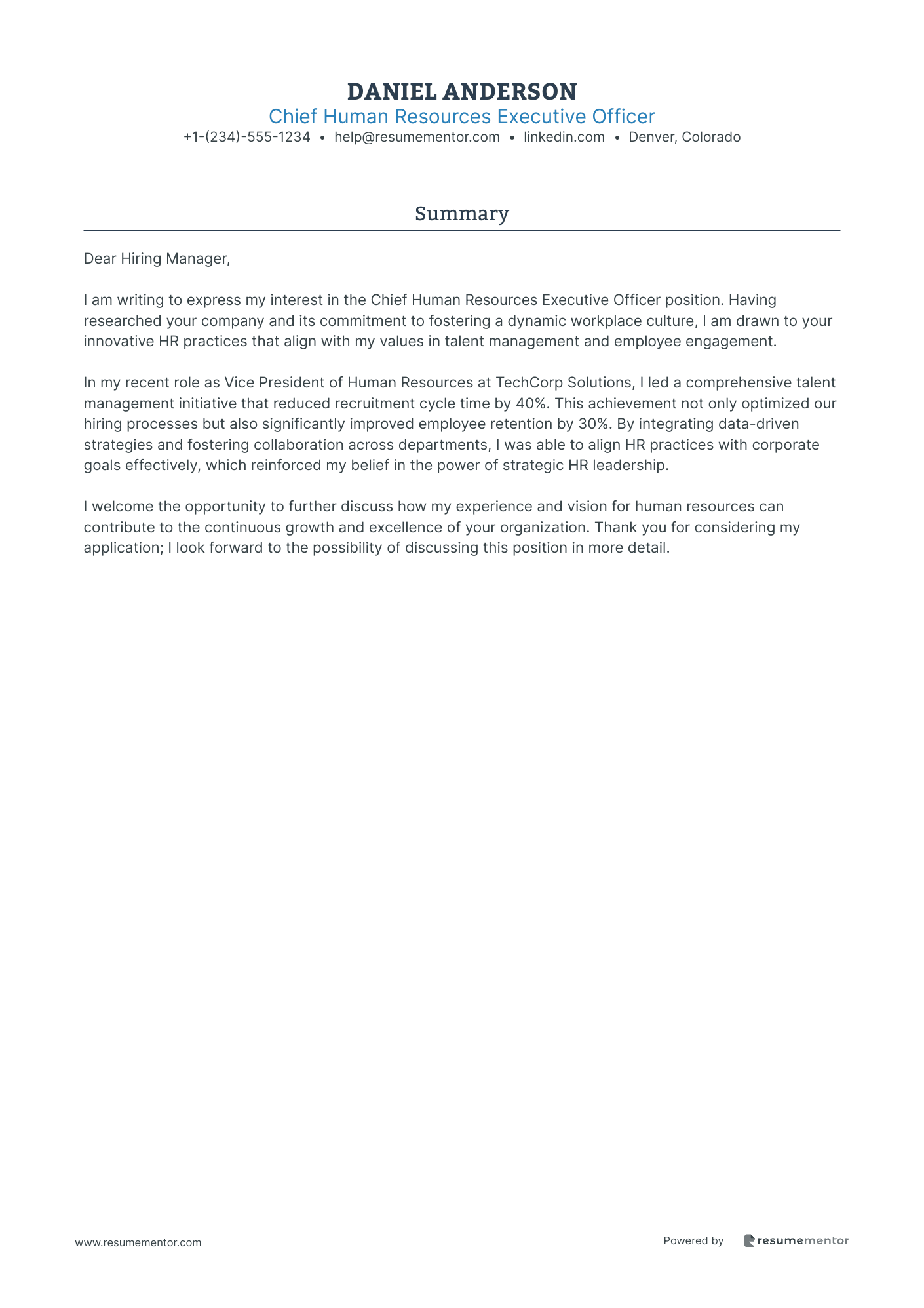 Chief Human Resources Executive Officer