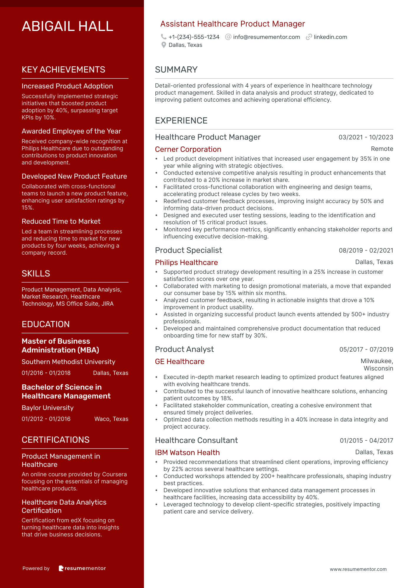 Assistant Healthcare Product Manager