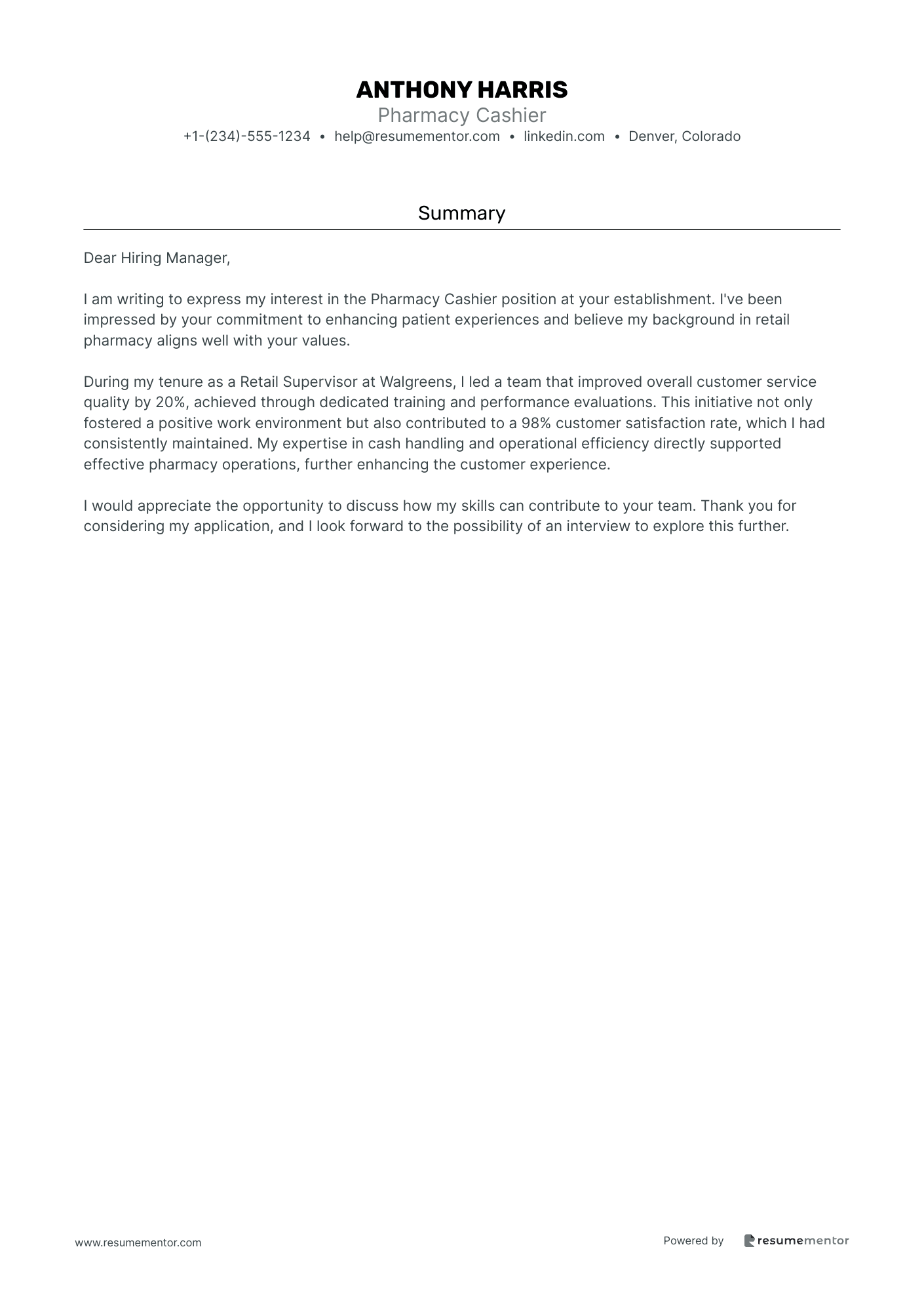Pharmacy Cashier