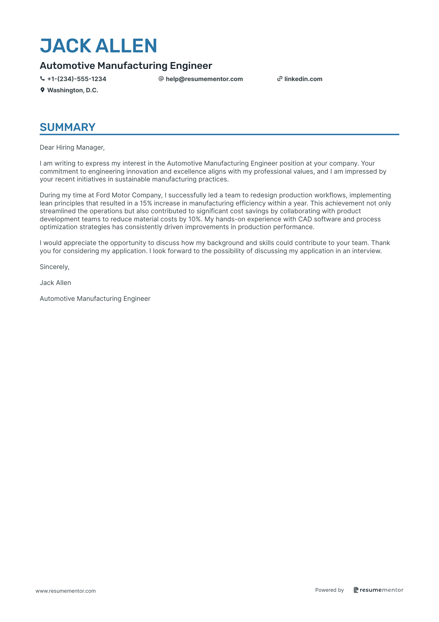 Automotive Manufacturing Engineer