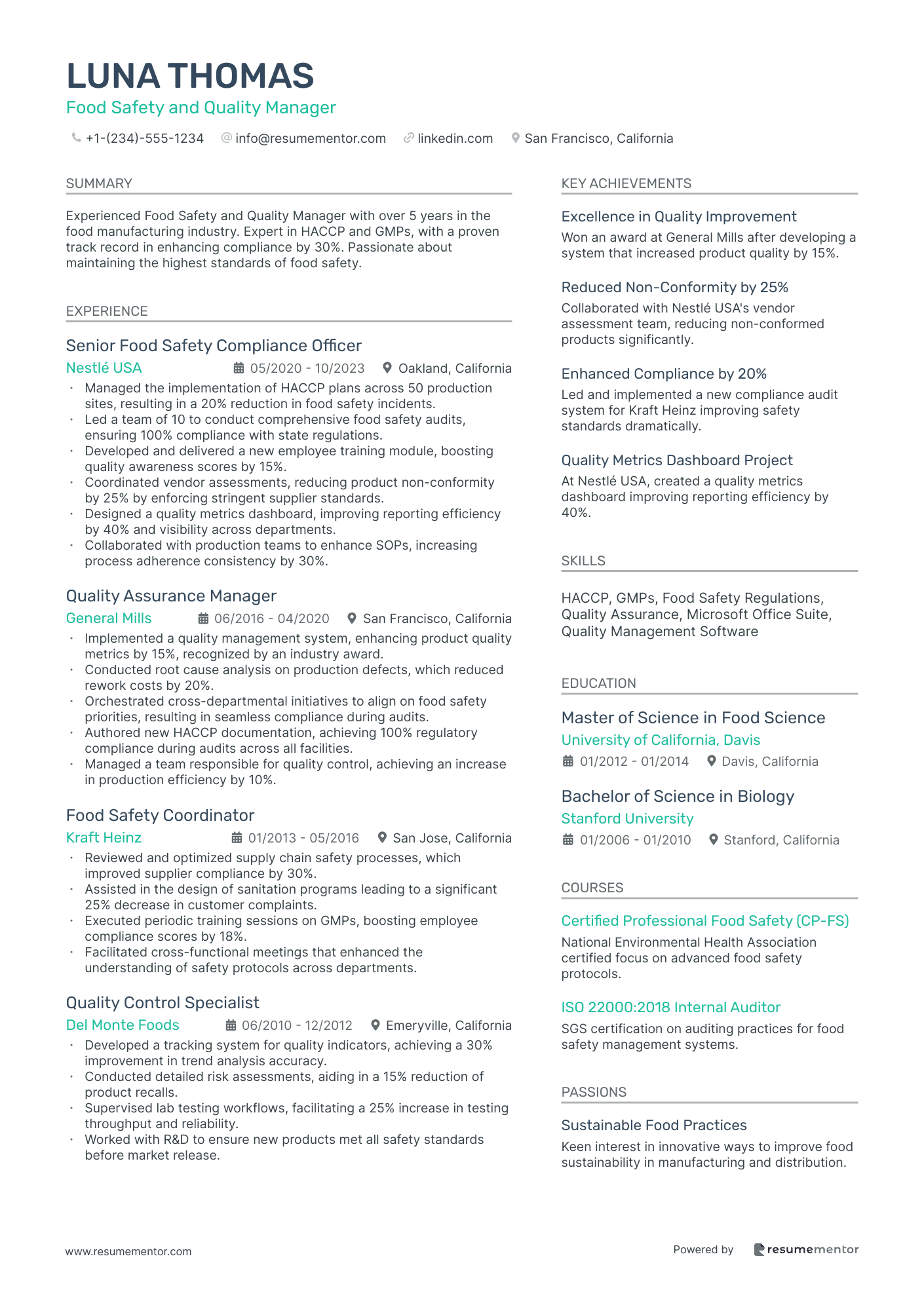 Food Safety and Quality Manager