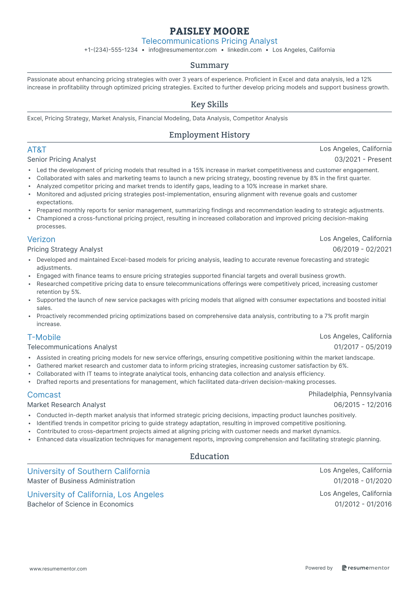 Telecommunications Pricing Analyst