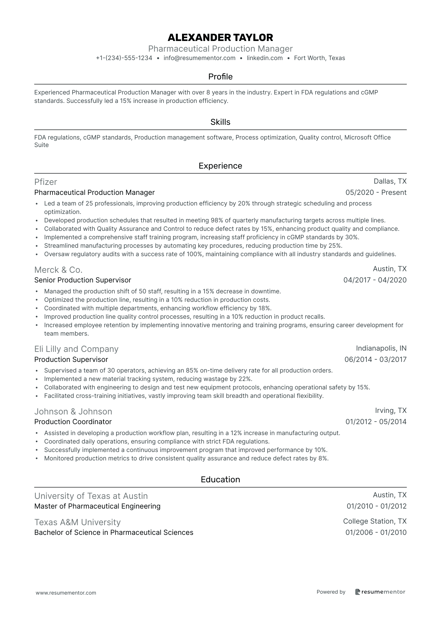 Pharmaceutical Production Manager