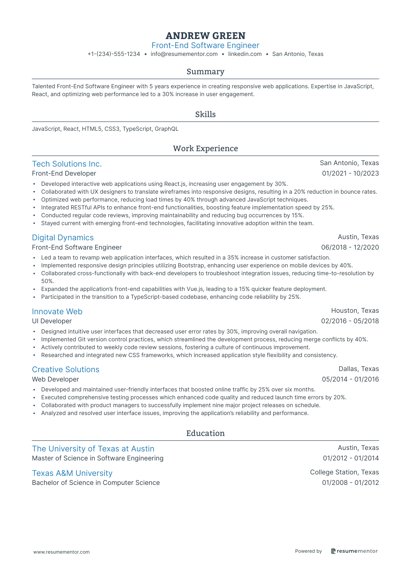 Front End Software Engineer