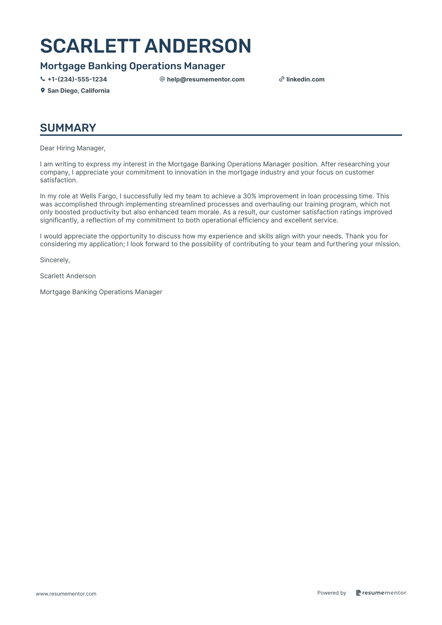 Mortgage Banking Operations Manager