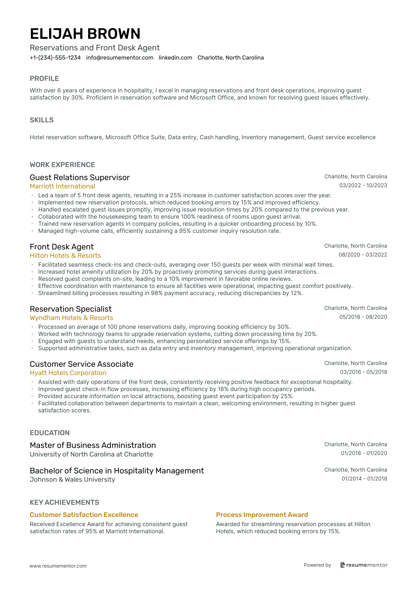 Reservations and Front Desk Agent