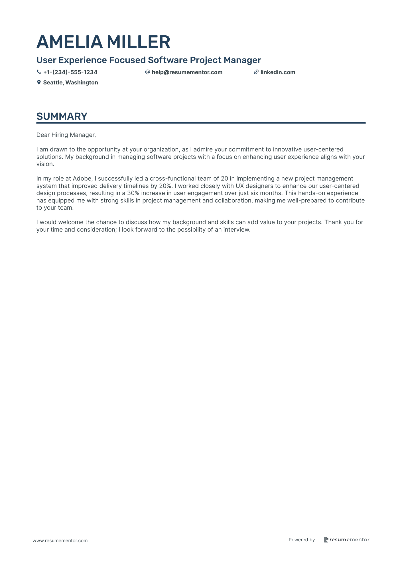 User Experience Focused Software Project Manager