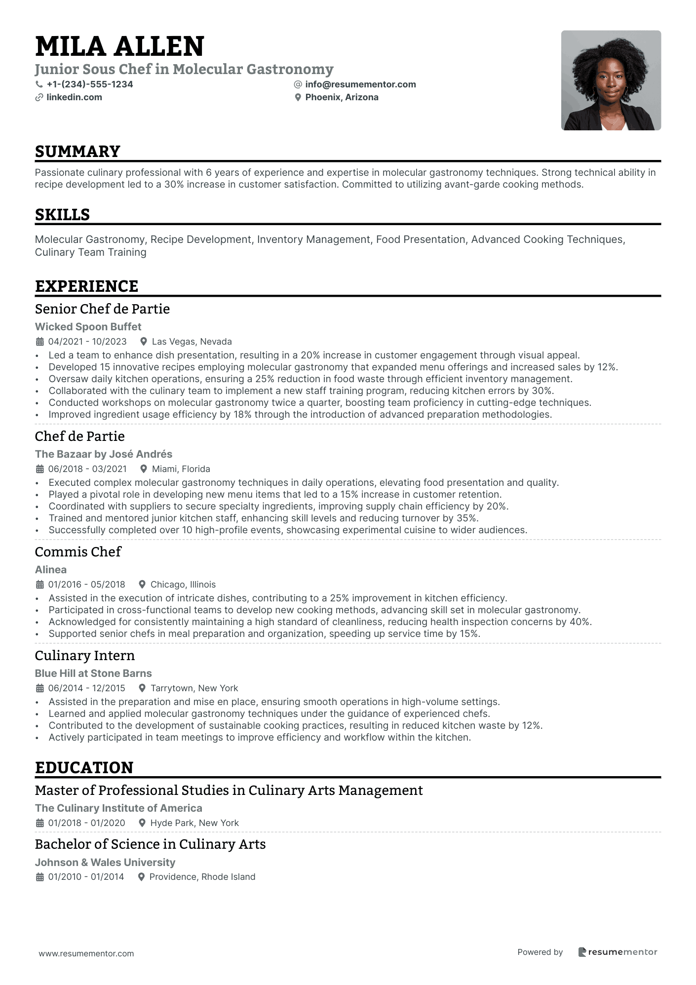 Junior Sous Chef in Molecular Gastronomy