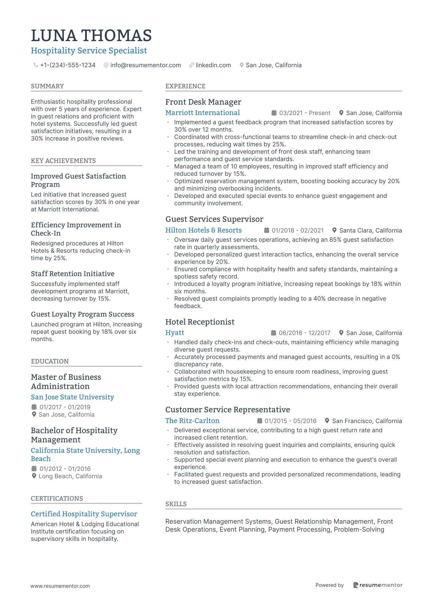 Hospitality Service Specialist