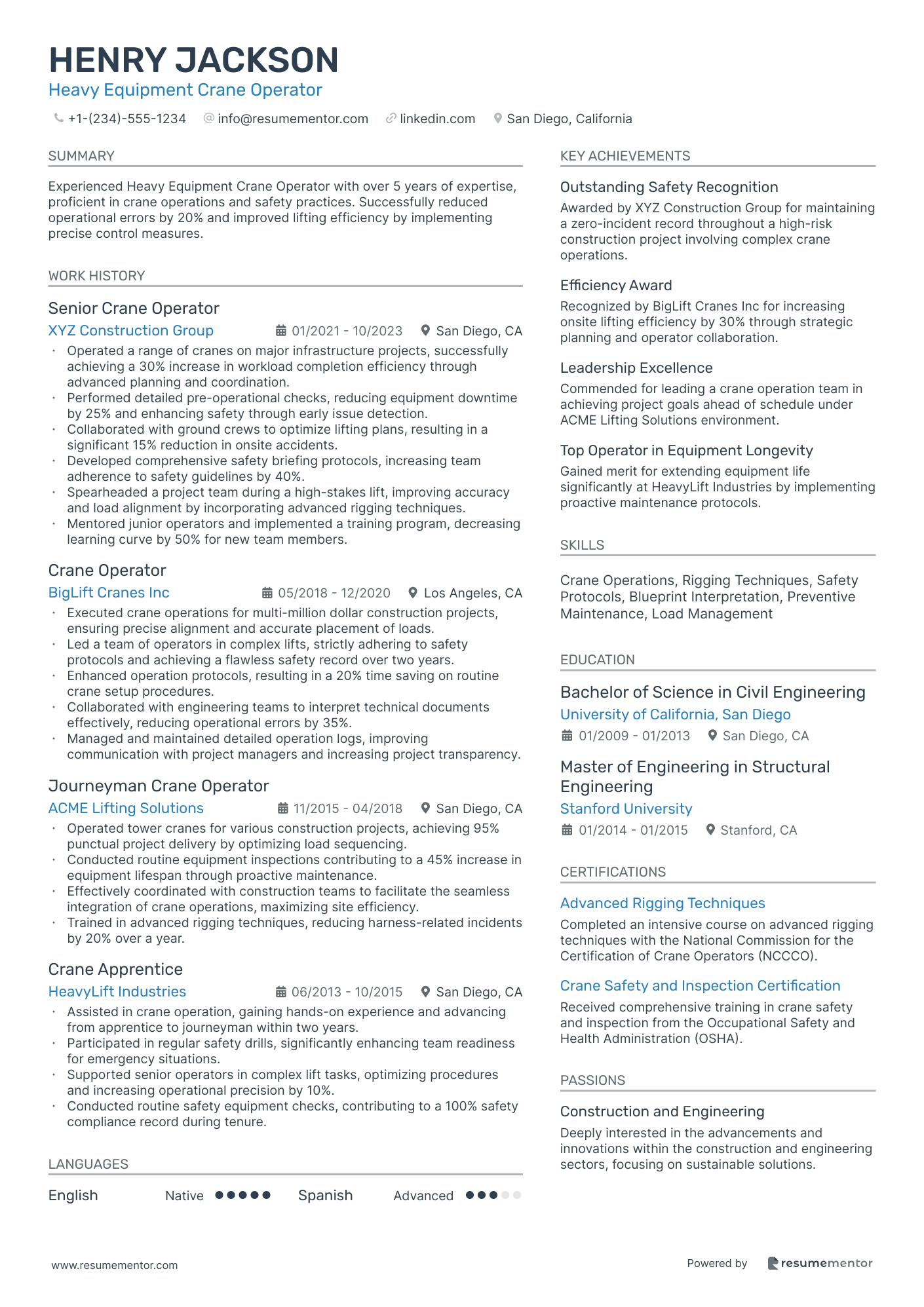 Heavy Equipment Crane Operator
