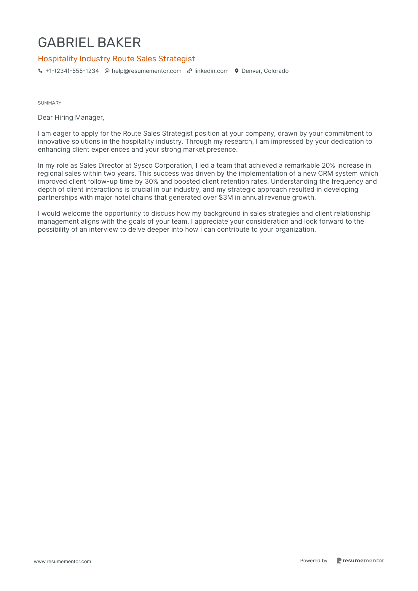 Hospitality Industry Route Sales Strategist