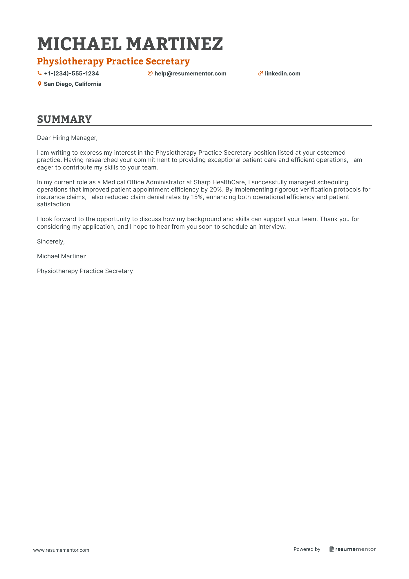 Physiotherapy Practice Secretary
