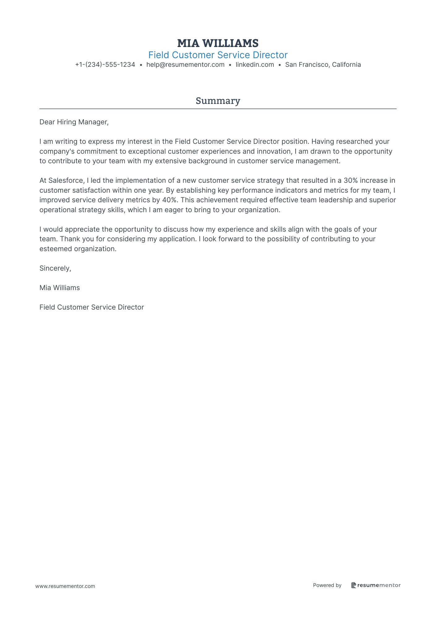 Field Customer Service Director