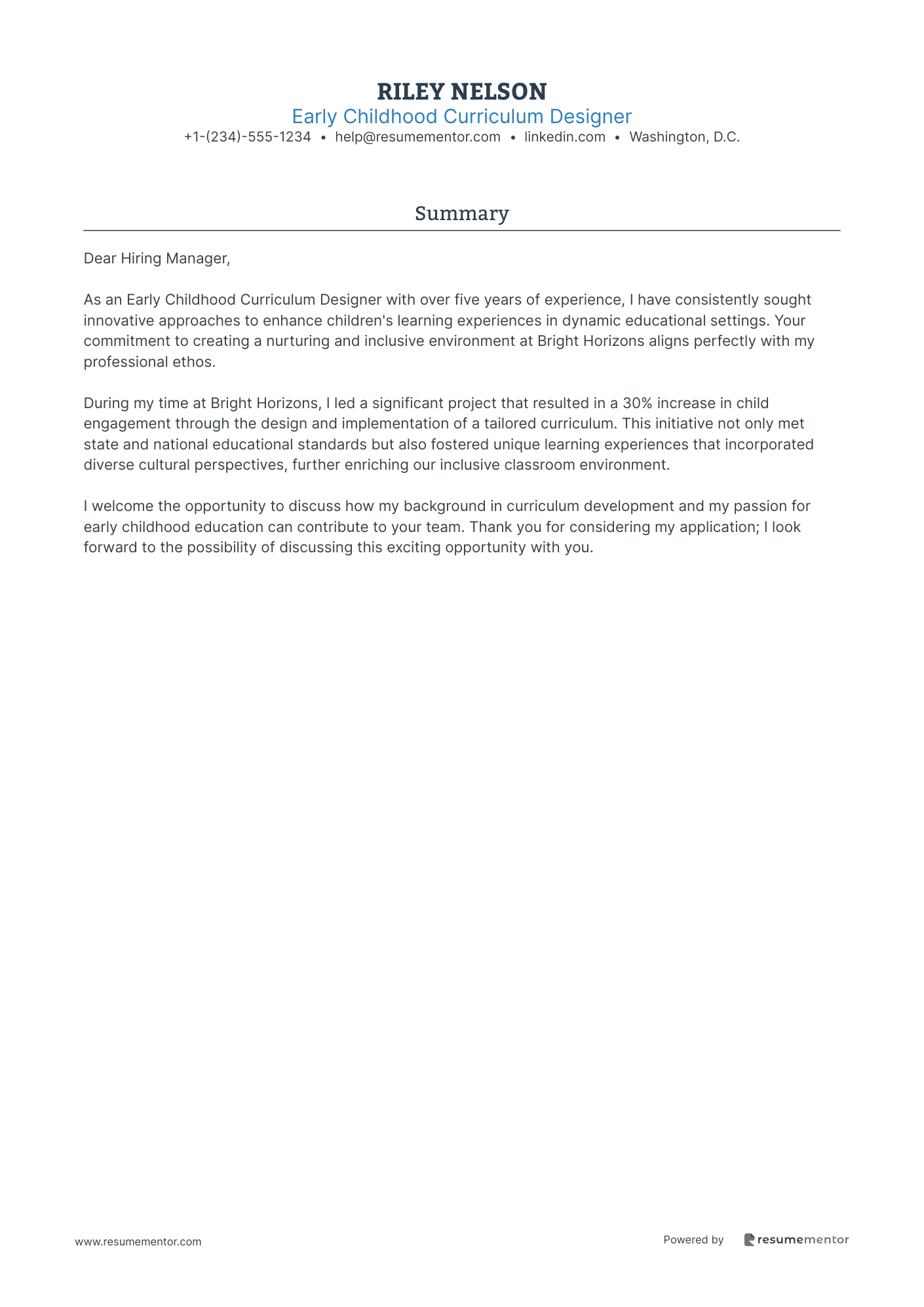 Early Childhood Curriculum Designer