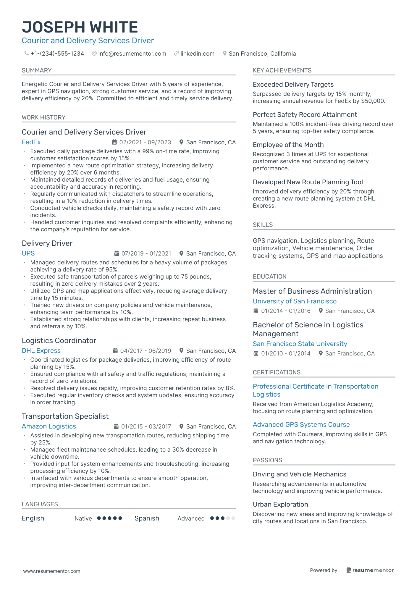 Courier and Delivery Services Driver