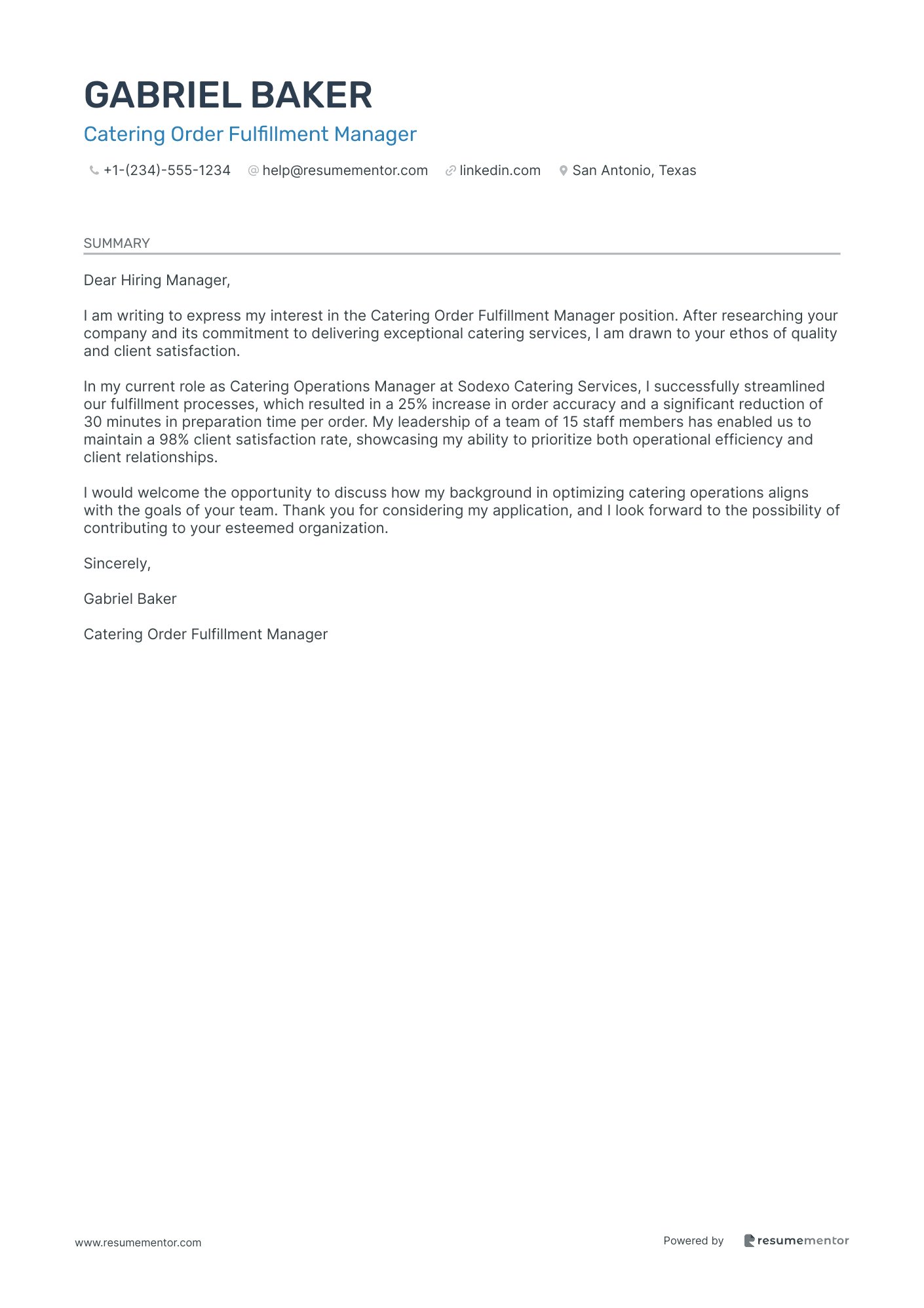 Catering Order Fulfillment Manager