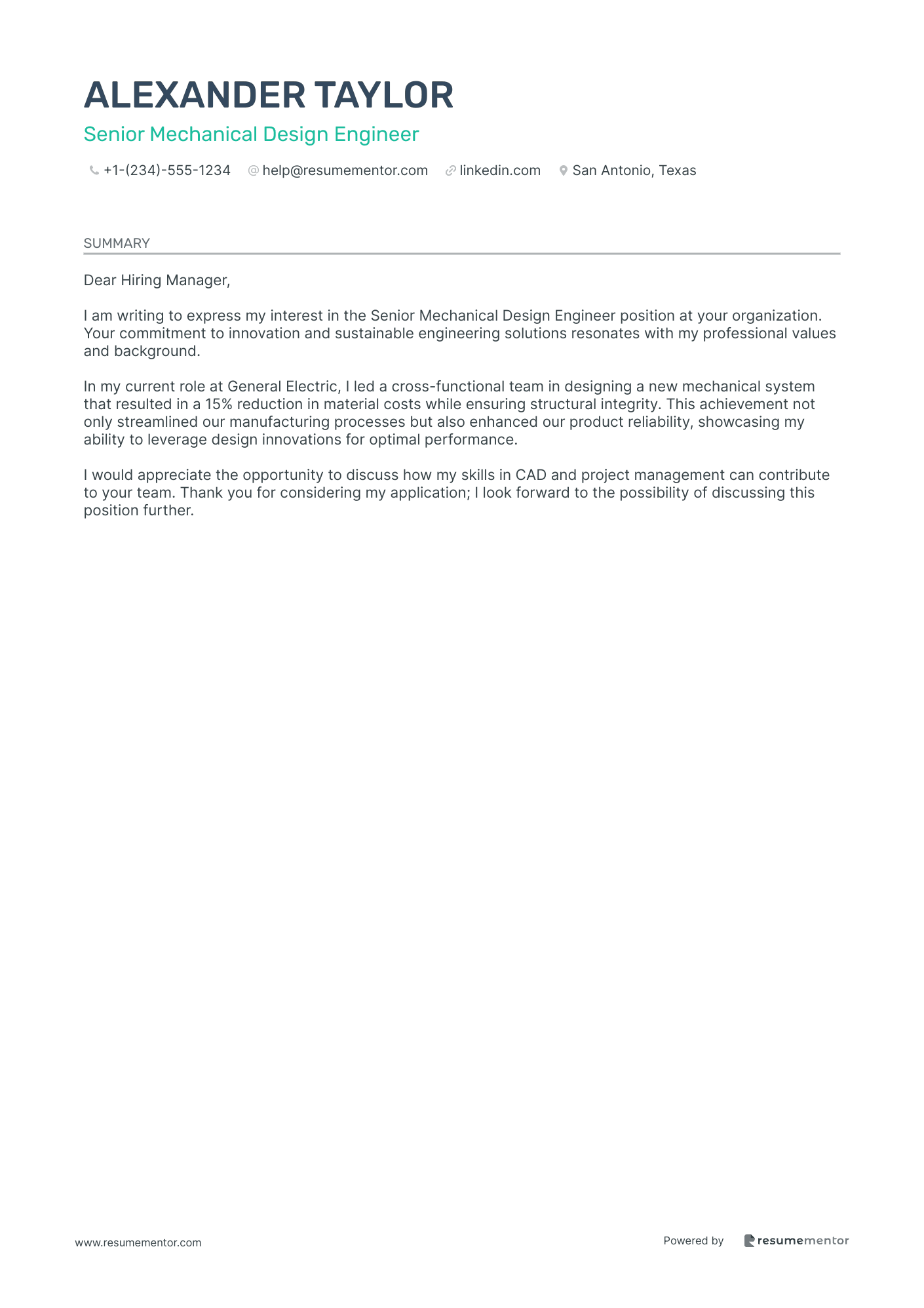 Senior Mechanical Design Engineer