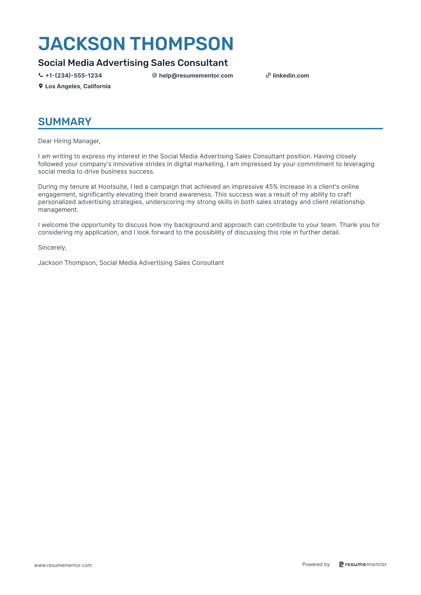 Social Media Advertising Sales Consultant