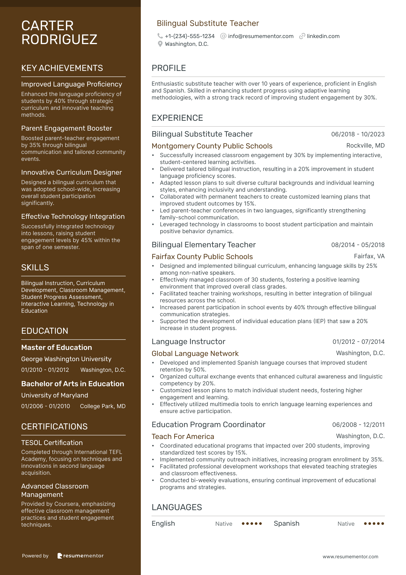Bilingual Substitute Teacher