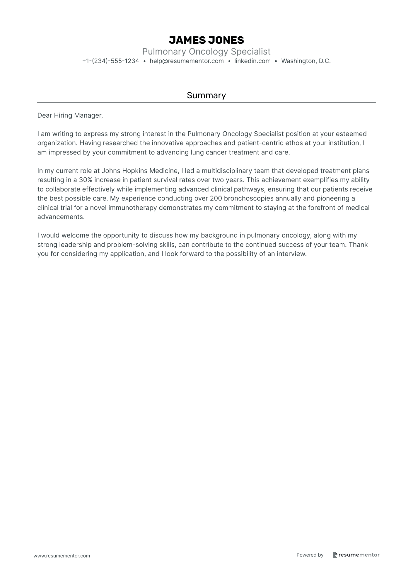 Pulmonary Oncology Specialist