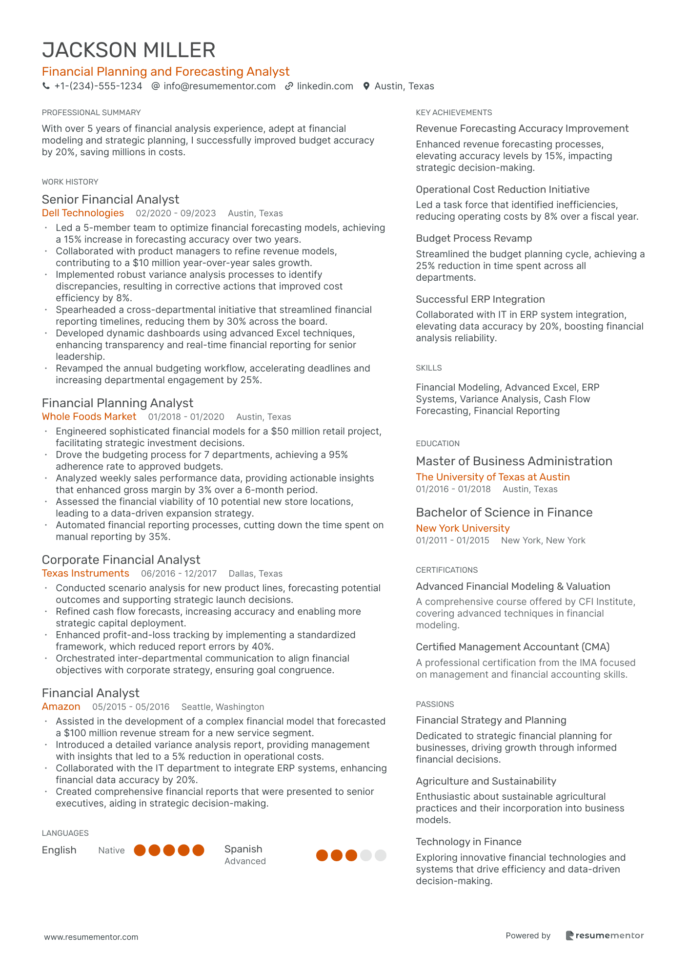 Financial Planning and Forecasting Analyst