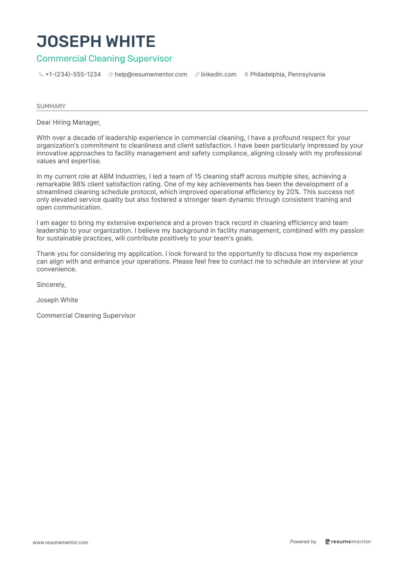 Commercial Cleaning Supervisor
