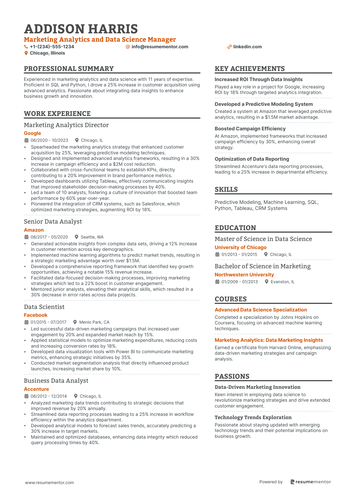 Marketing Analytics and Data Science Manager