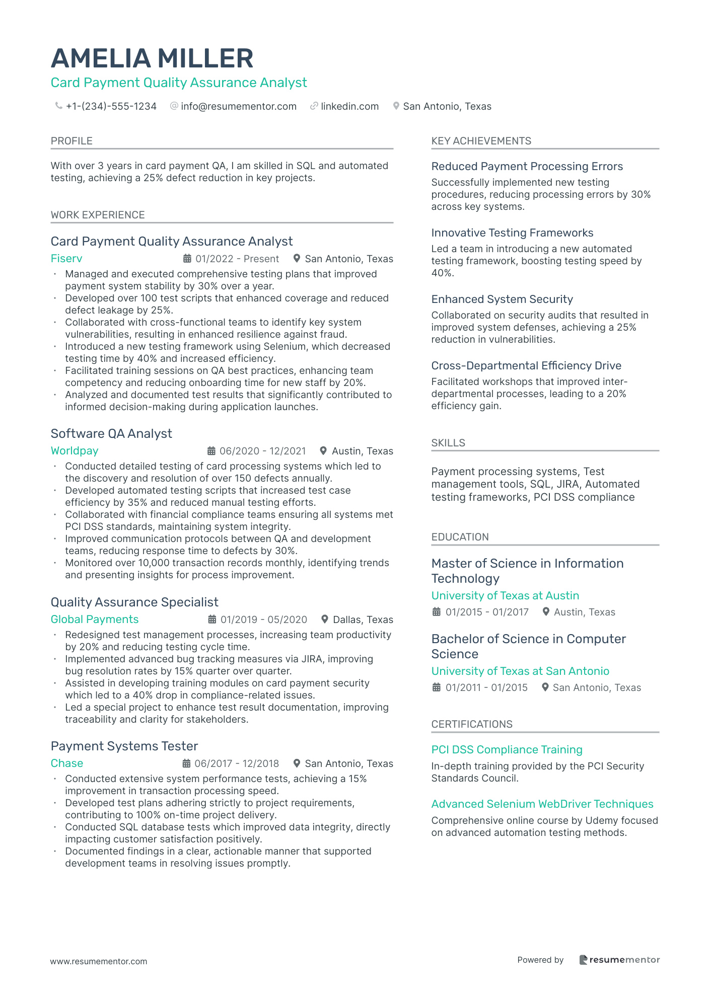 Card Payment Quality Assurance Analyst