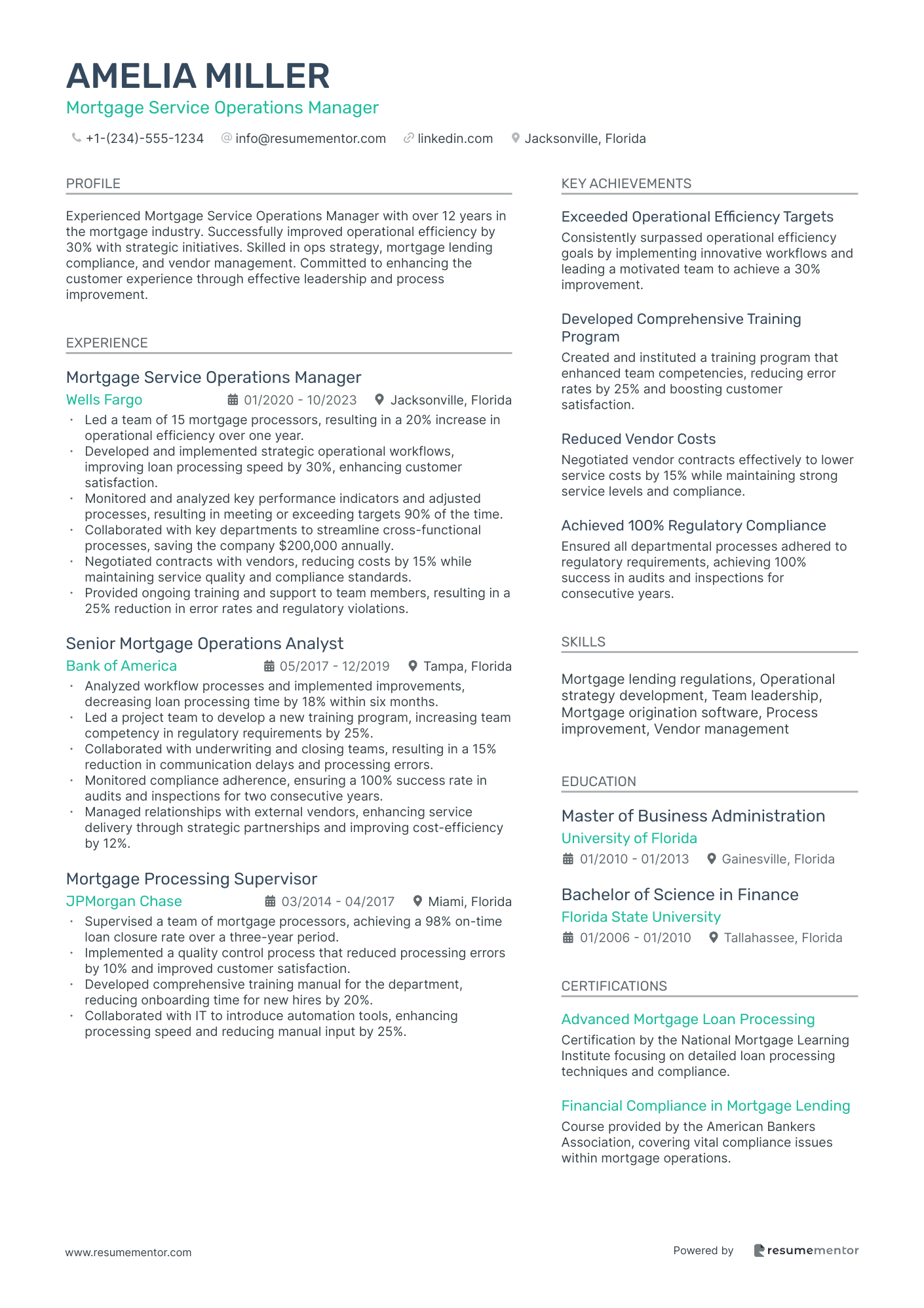 Mortgage Service Operations Manager