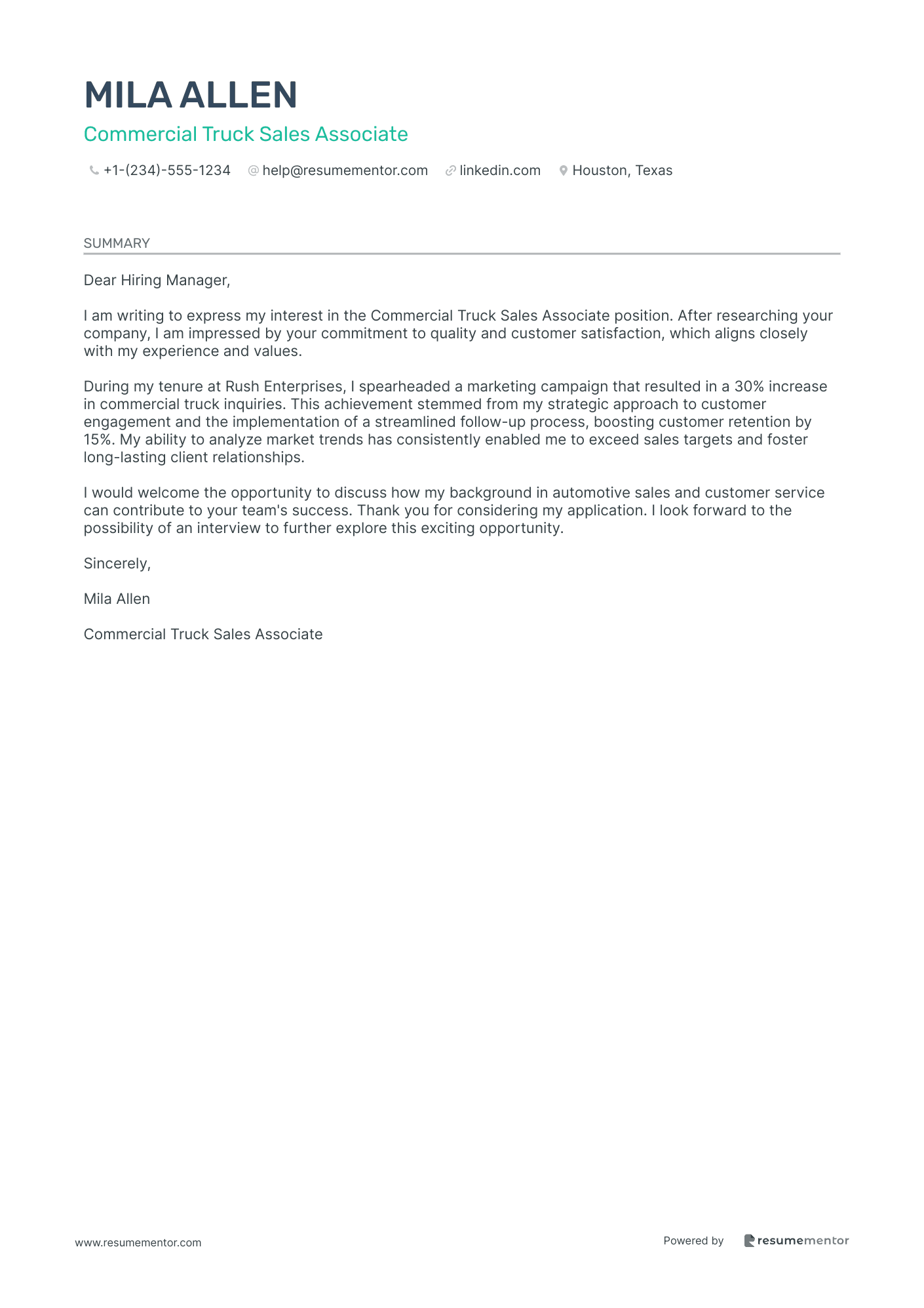 Commercial Truck Sales Associate