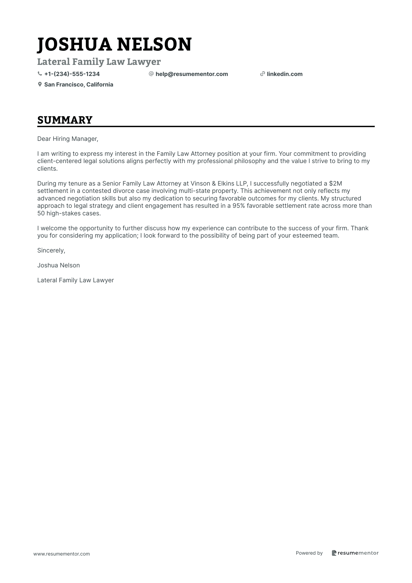 Lateral Family Law Lawyer