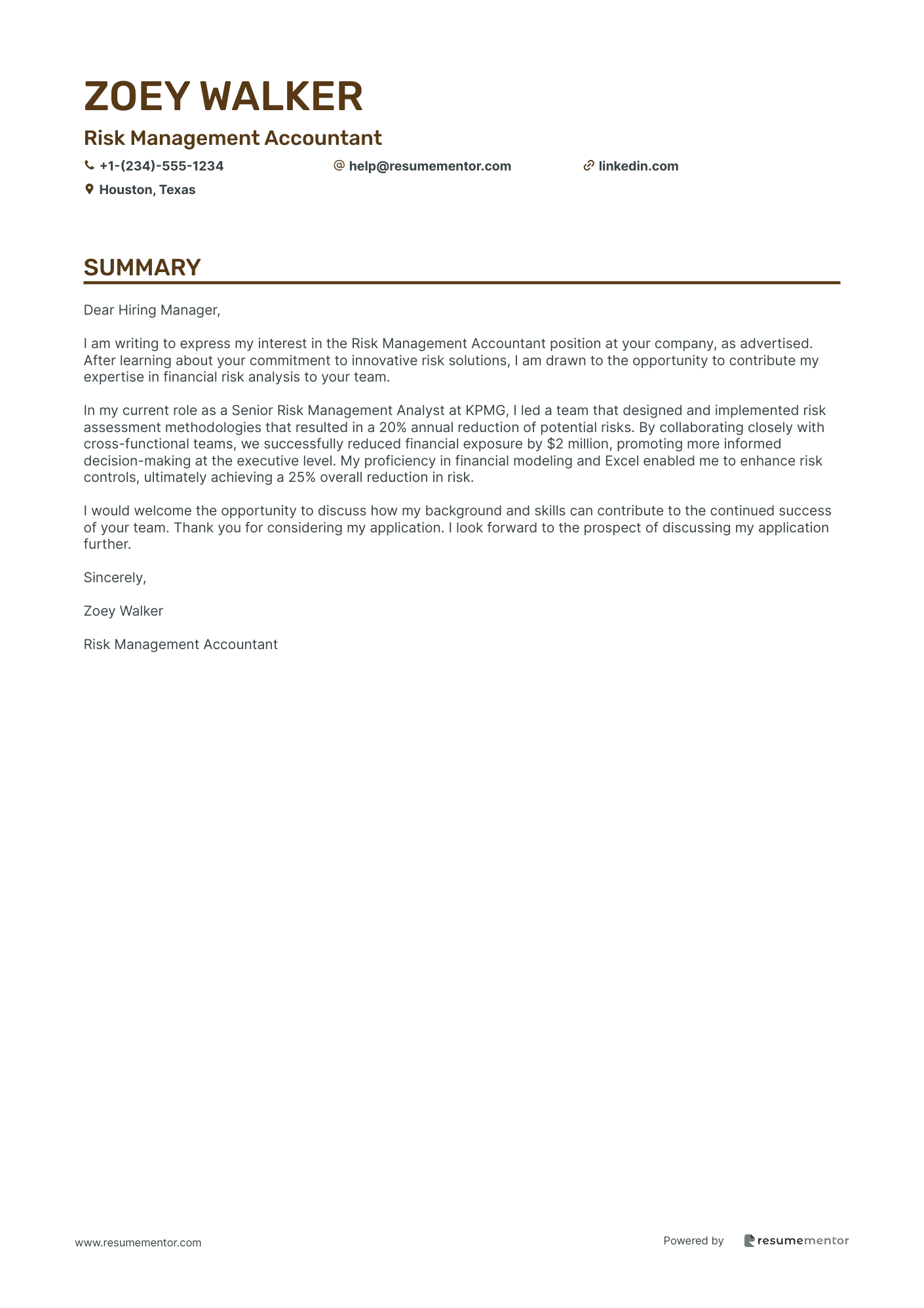 Risk Management Accountant