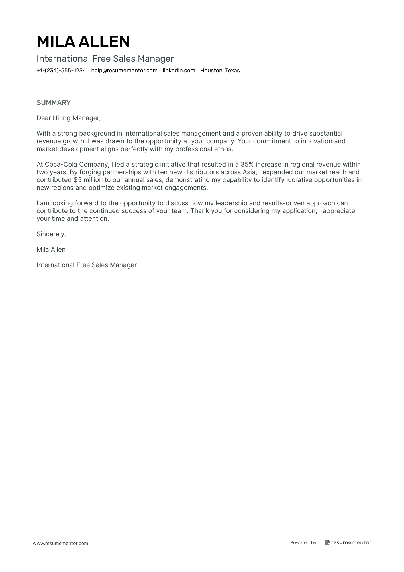 International Free Sales Manager