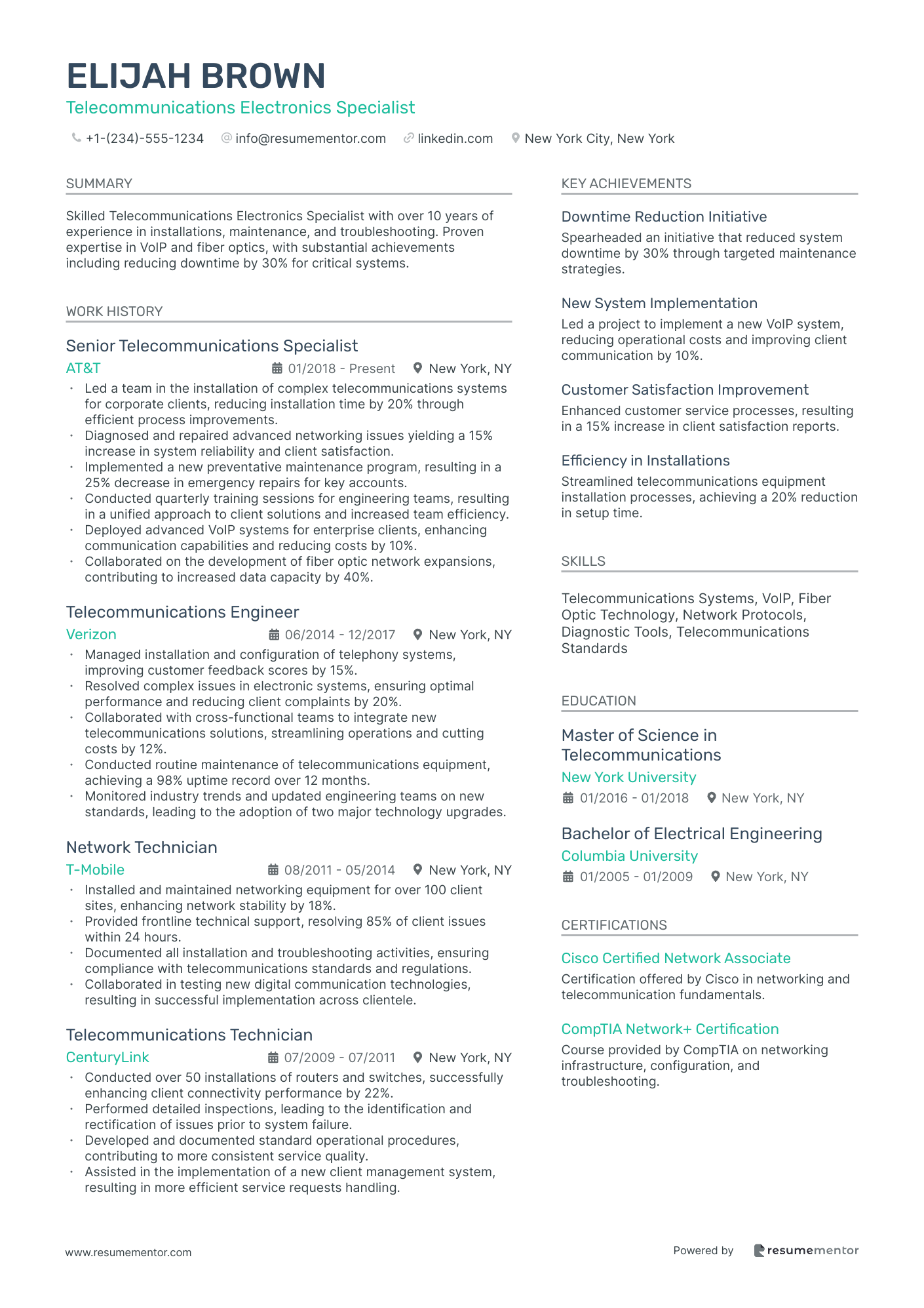 Telecommunications Electronics Specialist