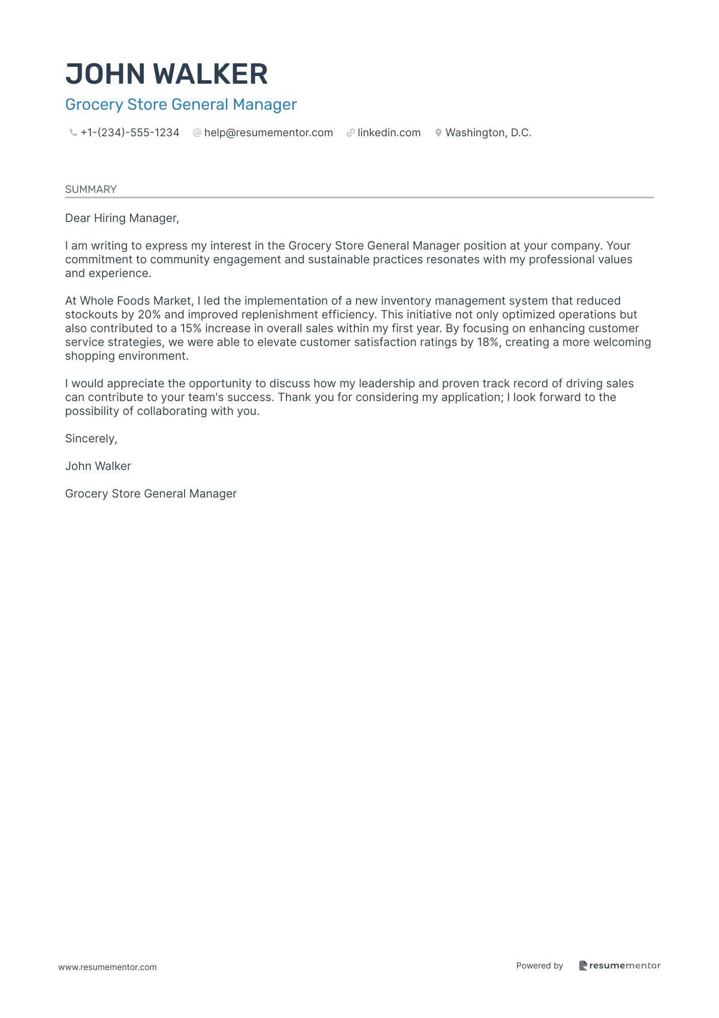 Grocery Store General Manager