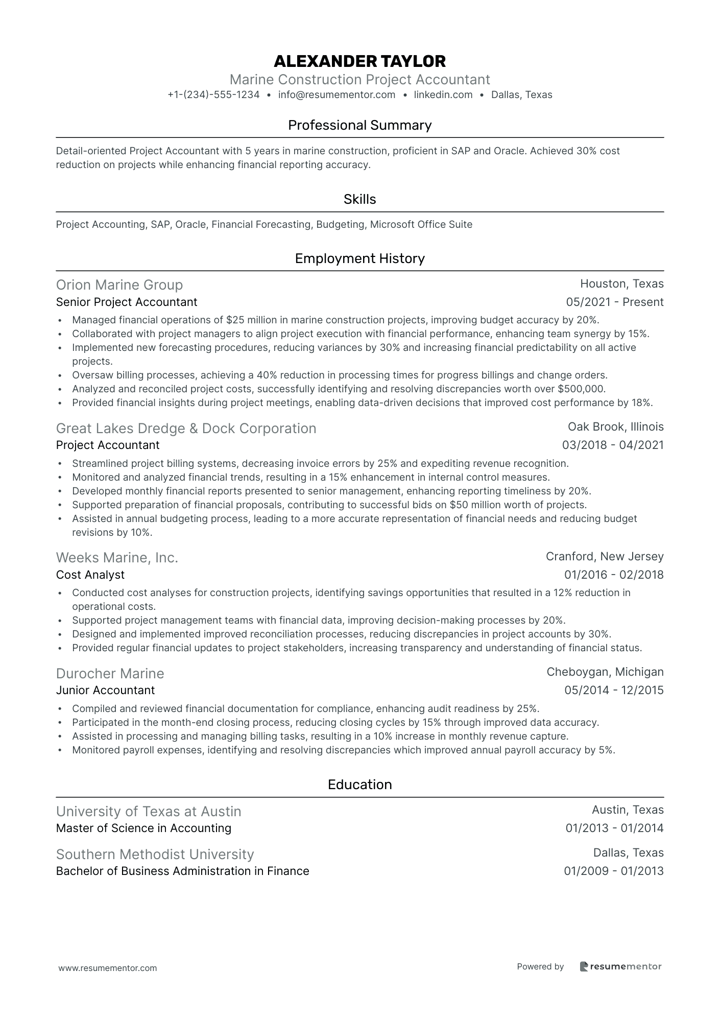 Marine Construction Project Accountant