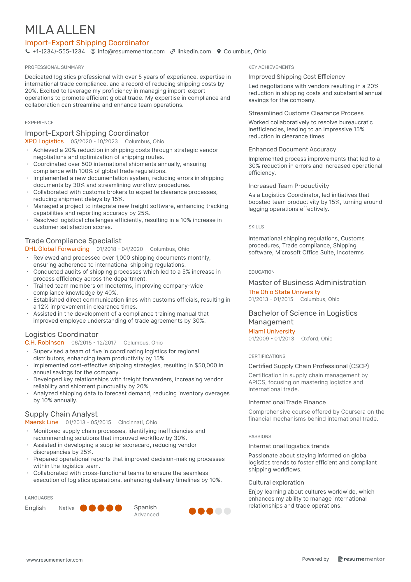 Import Export Shipping Coordinator