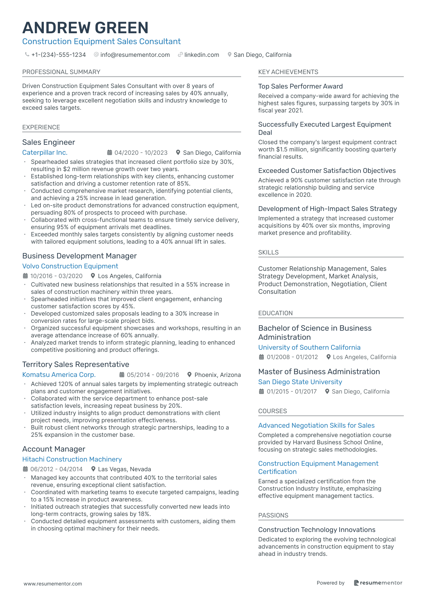 Construction Equipment Sales Consultant