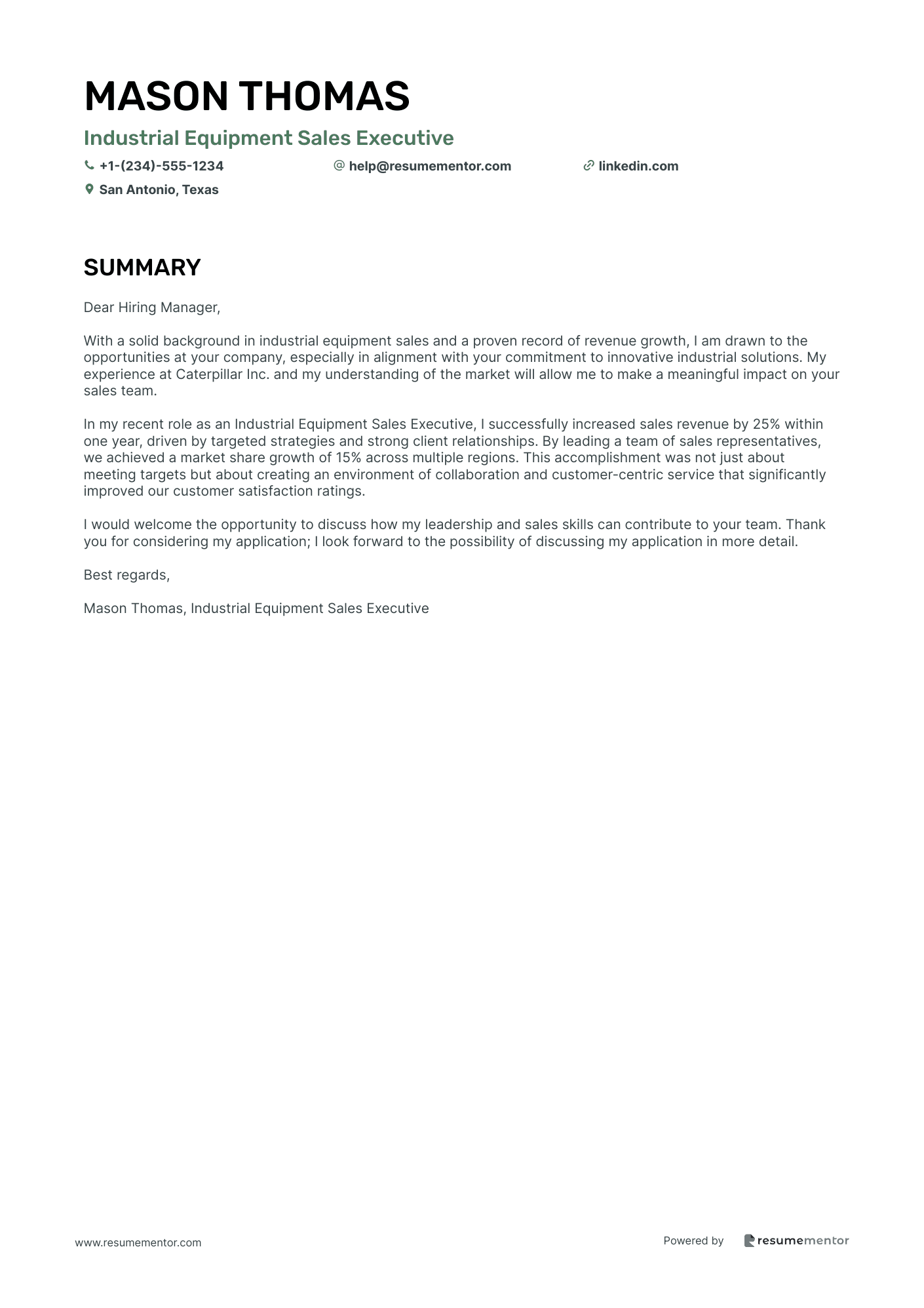 Industrial Equipment Sales Executive