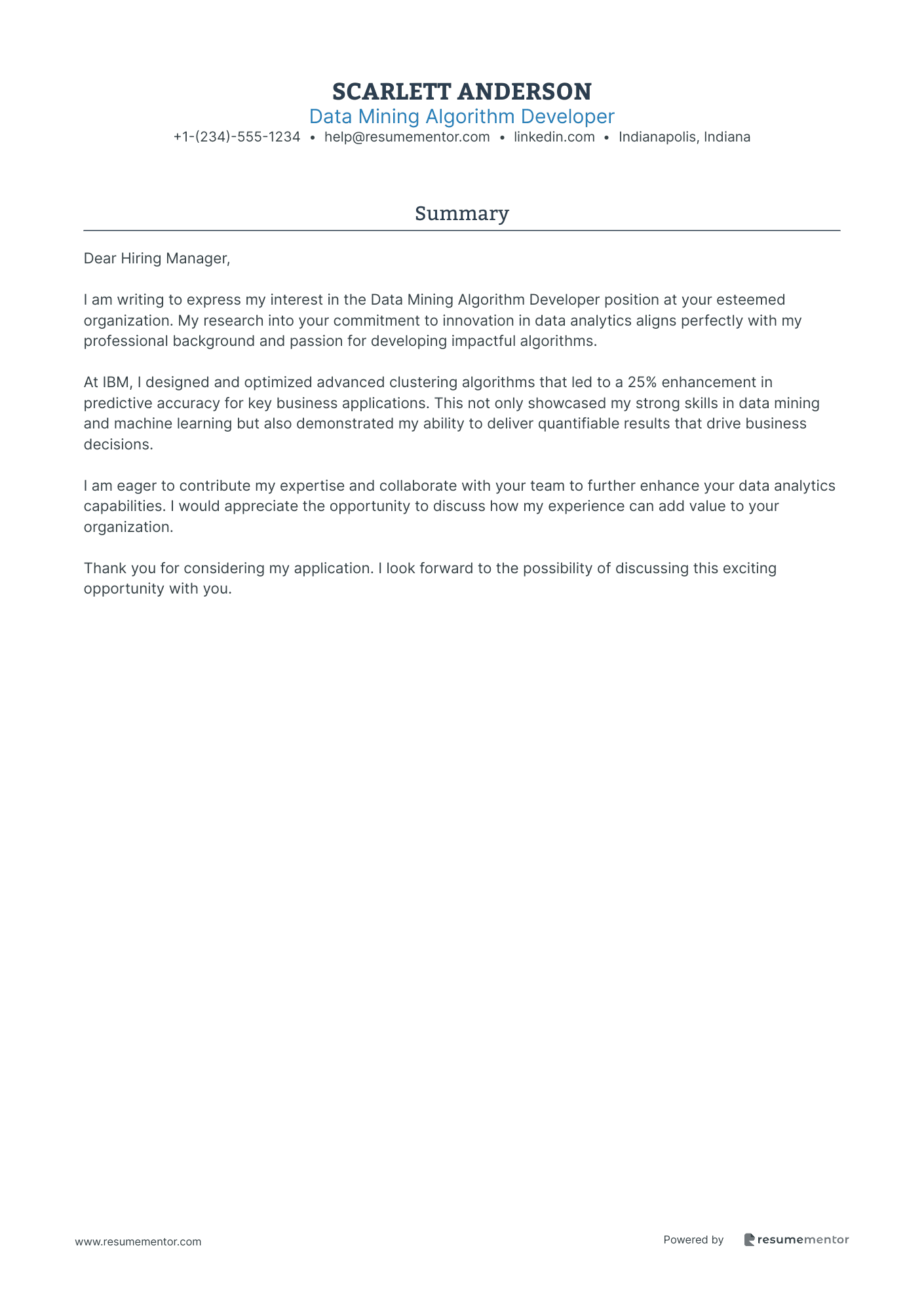 Data Mining Algorithm Developer