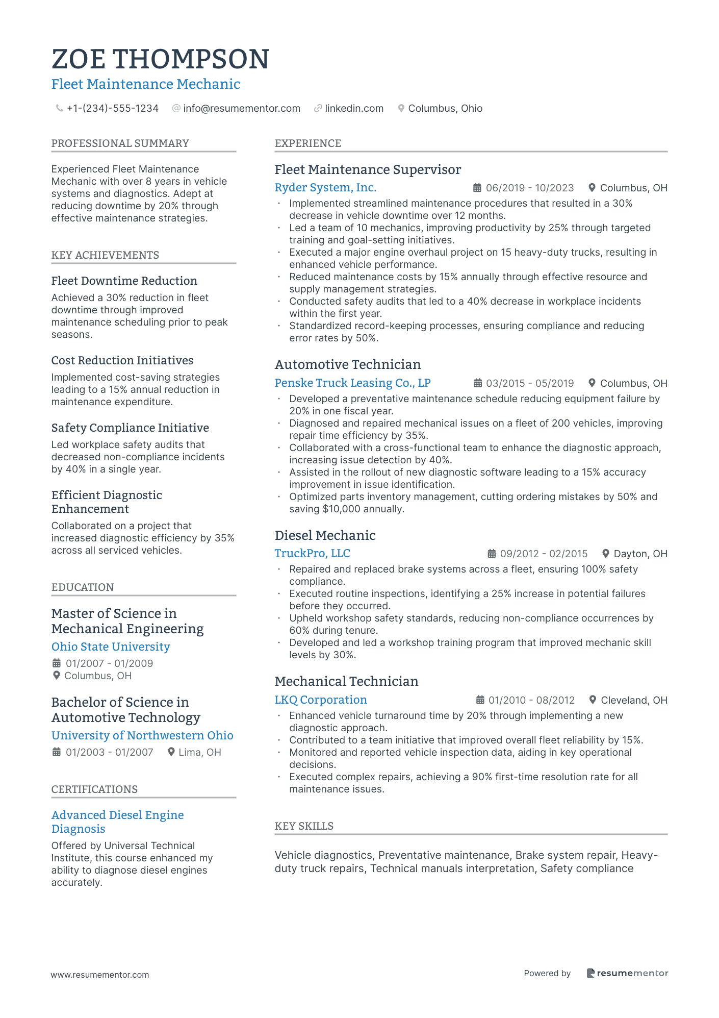 Fleet Maintenance Mechanic