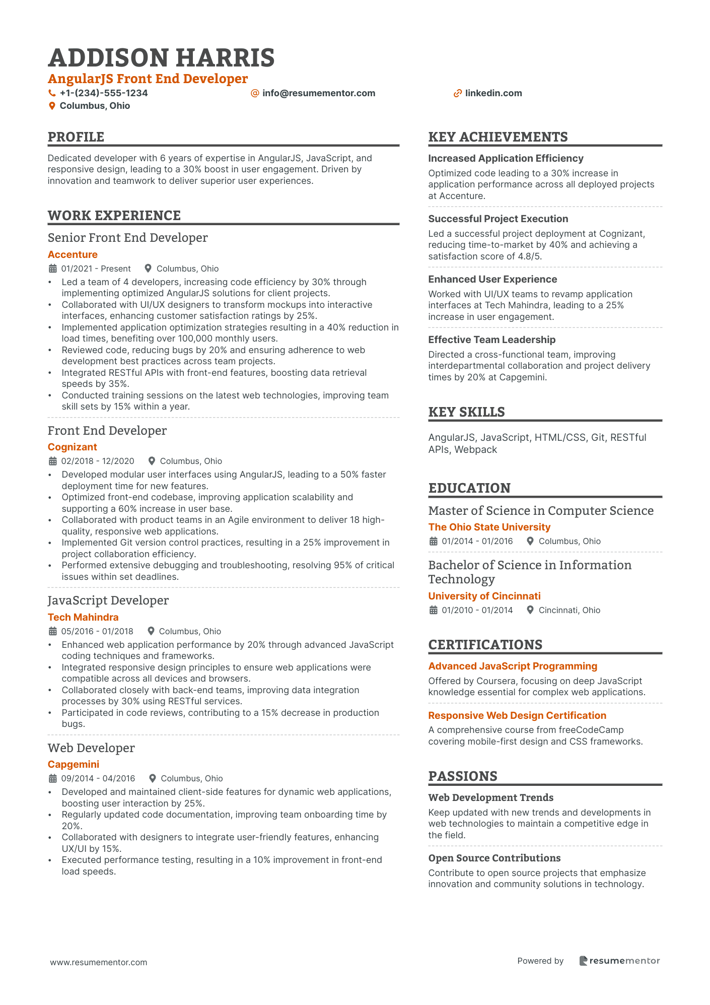 AngularJS Front End Developer
