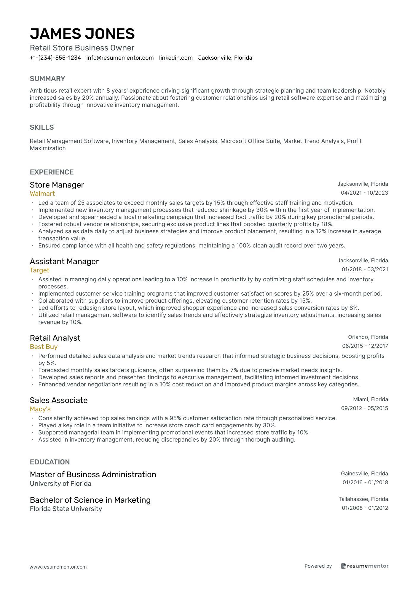 Retail Store Business Owner