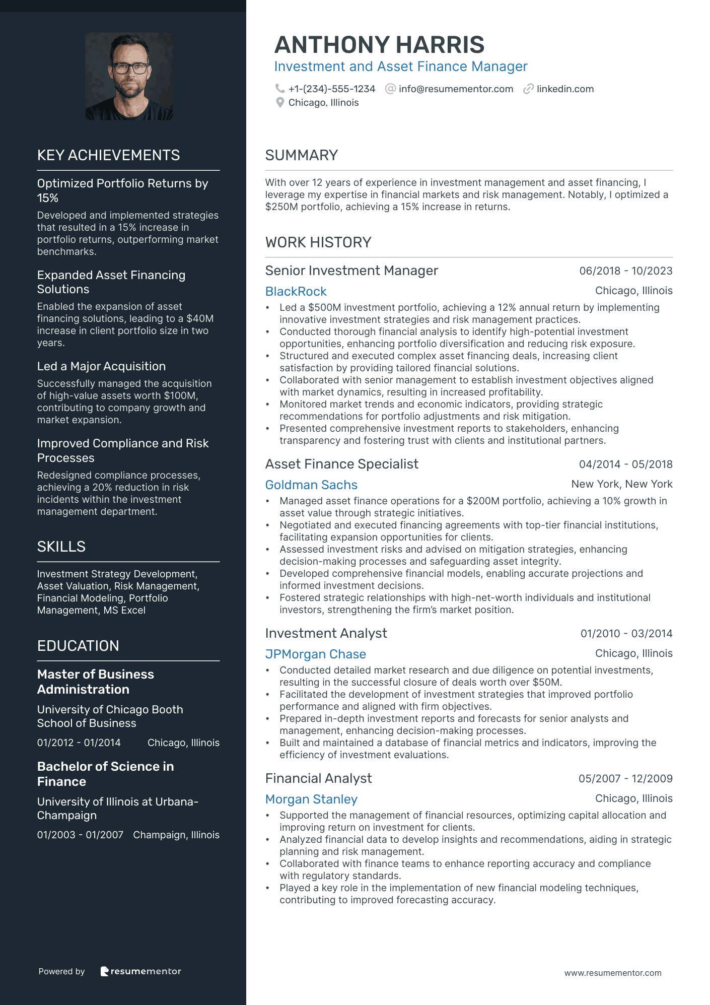 Investment and Asset Finance Manager